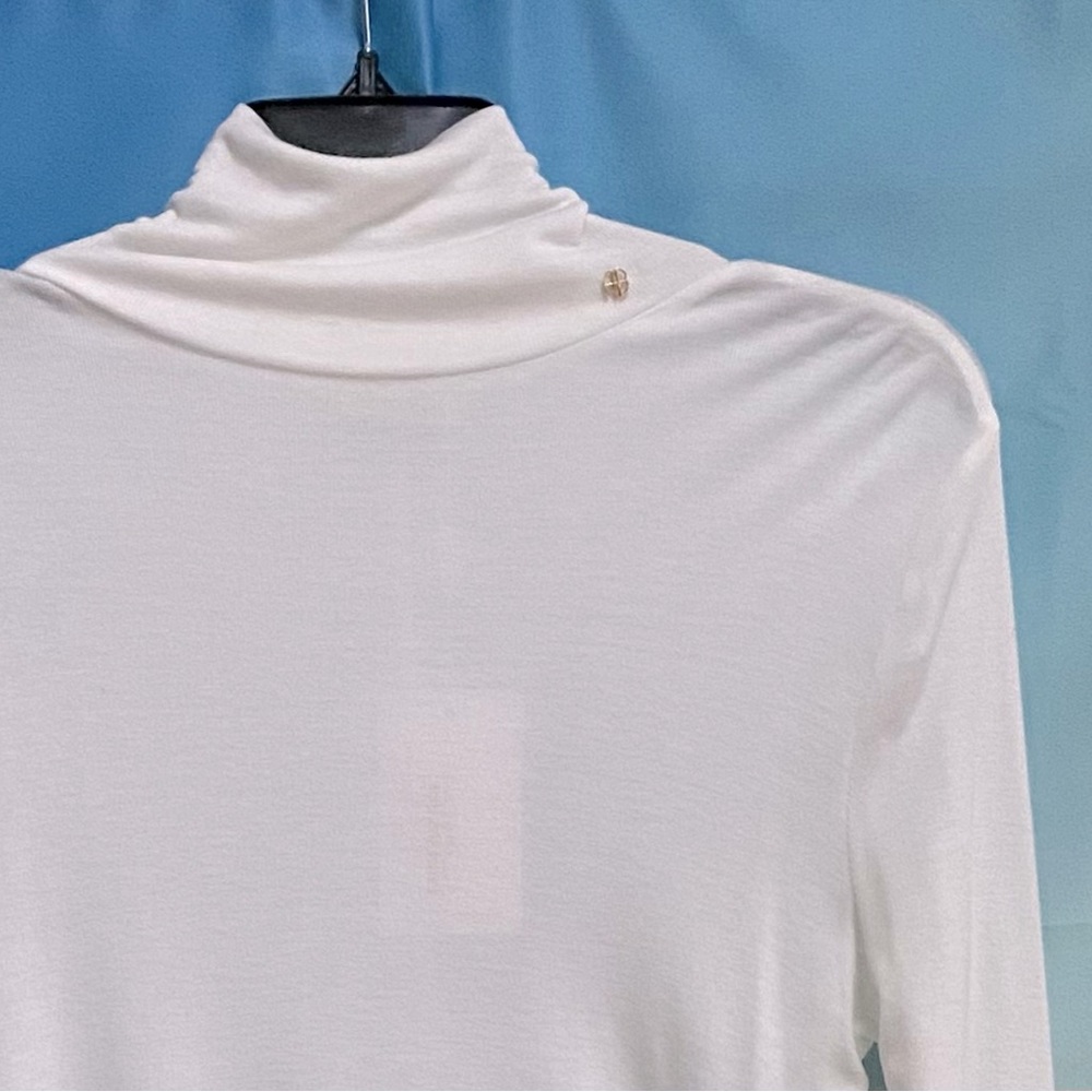 Anine Bing Womens Lia Long Sleeve Turtleneck Top Tee Shirt Size: M White
